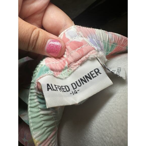 Vintage Alfred Dunner Floral Pleated Skirt Elastic Waist Size 14 Stretch Cottage - Picture 4 of 5